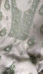 将图像加载到图库查看器中， Women's Lakhnavi Handcrafted Mul Chanderi Unstitched Kurta And Dupatta Set - HONC0366818