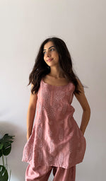 Load image into Gallery viewer, Amreena Women's Lakhnavi Handcrafted Chanderi Silk Chikankari Top And Pant Set - HONC0373449