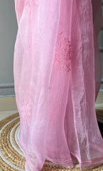 Load image into Gallery viewer, Amna Women&#39;s Lucknowi Handcrafted Pure Organza Silk Chikankari Saree - HONC0283191

