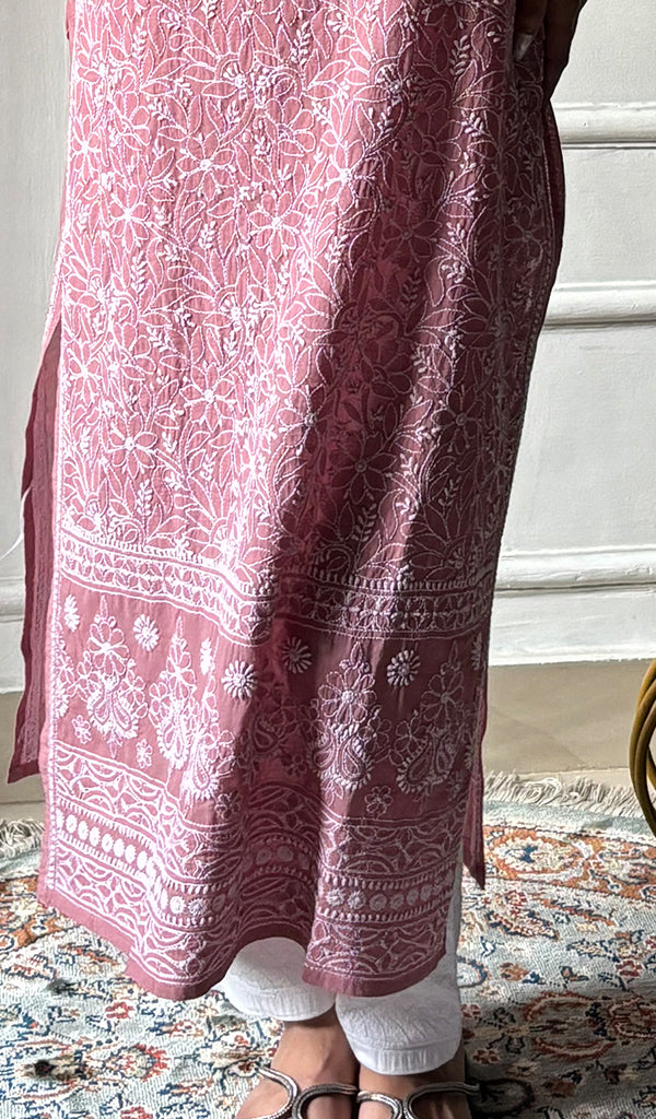Women's Lakhnavi Handcrafted Cotton Chikankari Kurti - HONC0343825