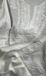 Load image into Gallery viewer, Women's Lakhnavi Handcrafted Unstitched Cotton Chikankari Kurta Dupatta Set - HONC0231301