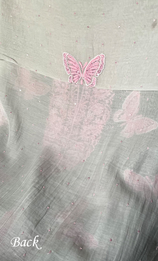 Women's Lakhnavi Handcrafted Unstitched Mul Chanderi Kurta And Dupatta Set - HONC0302863