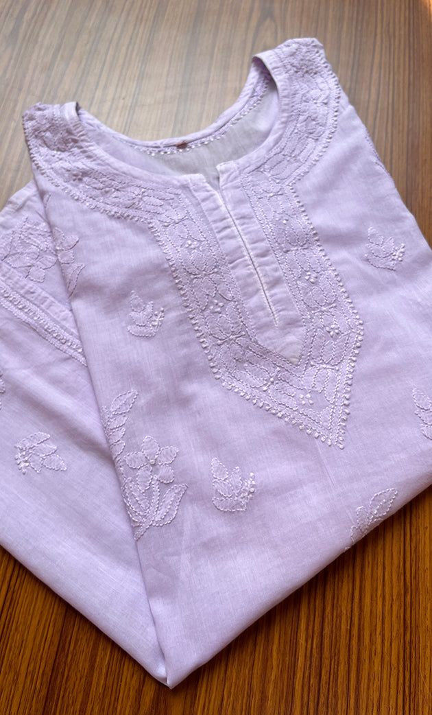 Women's Lakhnavi Handcrafted Cotton Chikankari Top - HONC0214051