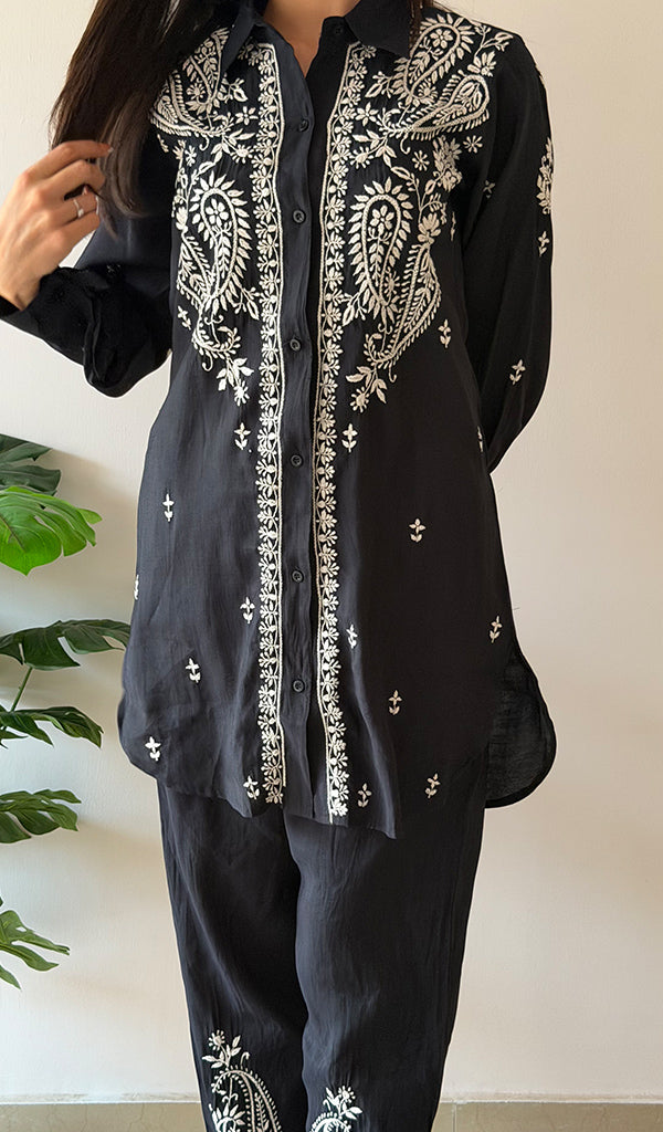 Devanshi Women's Lakhnavi Handcrafted Cotton Chikankari Kurta And Palazzo Set - HONC0358505