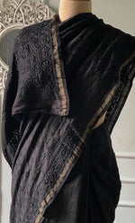 Load image into Gallery viewer, Women's Lakhnavi Handcrafted Chanderi Silk Chikankari Saree - HONC0340413