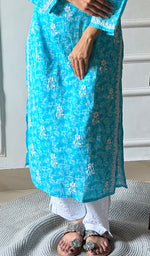 将图像加载到图库查看器中， Shagufta Women's Lakhnavi Handcrafted Cotton Chikankari Kurti - HONC0350632