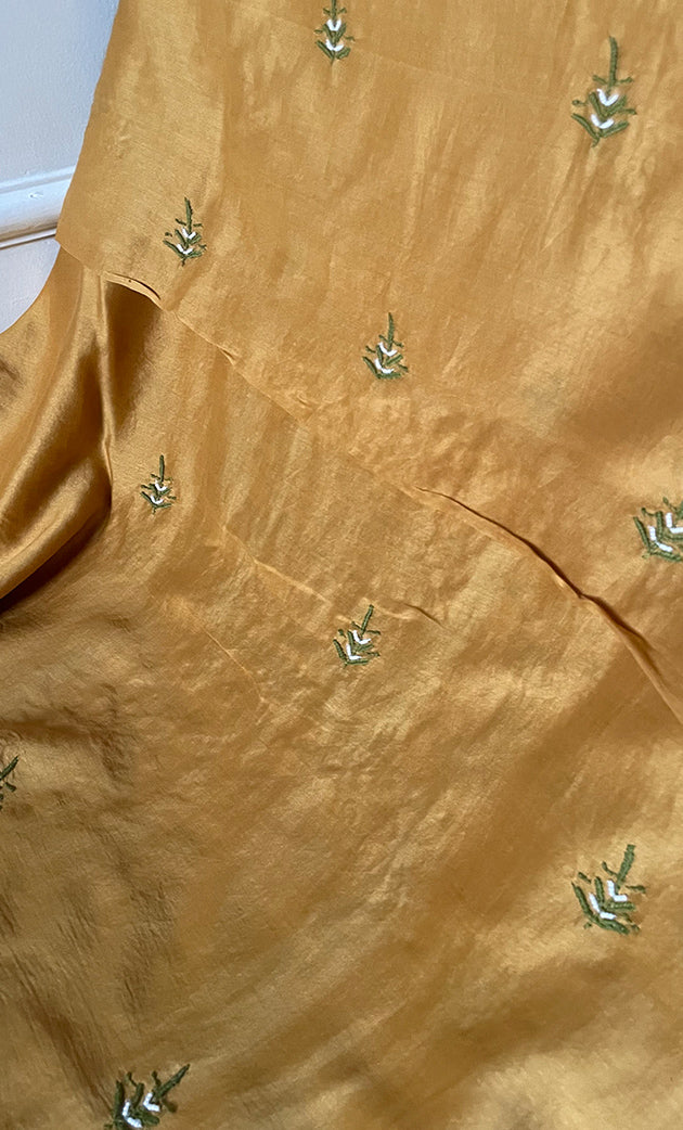Women's Lakhnavi Handcrafted Mul Chanderi Chikankari Full Suit Material - HONC0307414