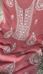 Load image into Gallery viewer, Women's Lakhnavi Handcrafted Mul Chanderi Unstitched Chikankari Full Suit Material - HONC0338252