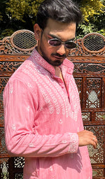 Load image into Gallery viewer, Men's Lucknowi Handcrafted Cotton Chikankari Kurta - HONC03352400