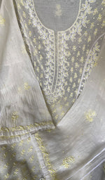 Load image into Gallery viewer, Saziya Women's Lakhnavi Handcrafted Mul Chanderi Semi - Stitched Kurta And Dupatta Set - HONC0368707