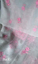 将图像加载到图库查看器中， Women&#39;s Lakhnavi Handcrafted Pure Organza Chikankari Unstitched Kurta And Dupatta Set- HONC0303193
