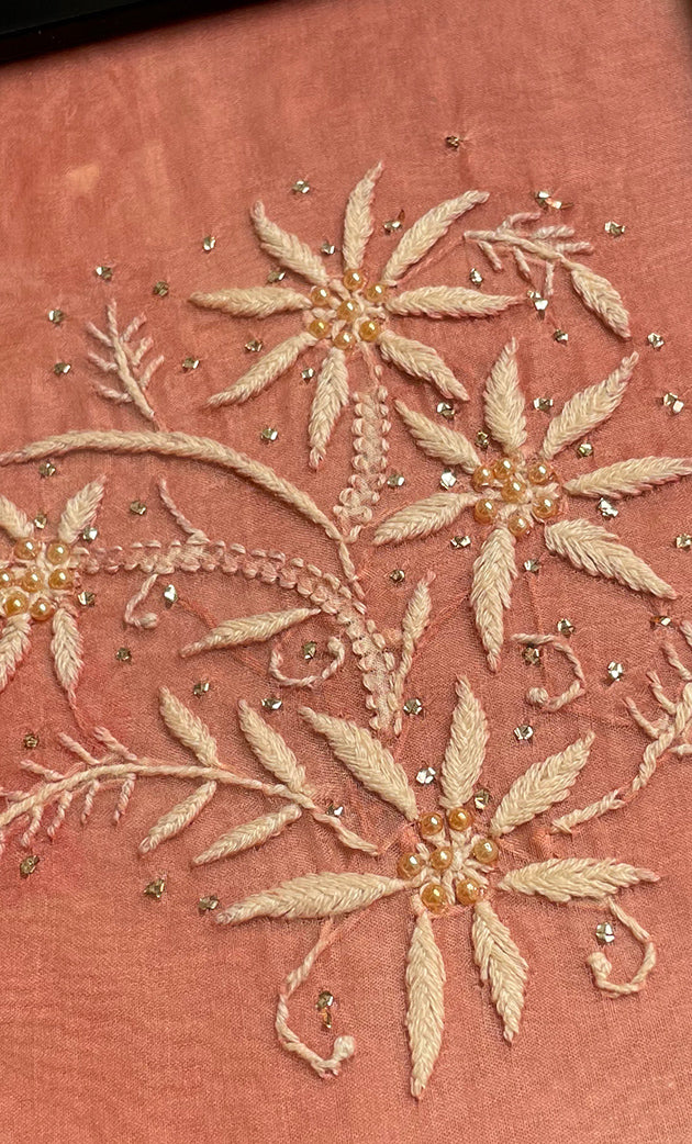 Chikankari Momento Frame – Handcrafted Embroidery (9x 7 Inch, Rust ) - HONC0269452