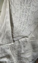 将图像加载到图库查看器中， Women's Lakhnavi Handcrafted Pure Silk Georgette Chikankari  Unstitched Anarkali And Dupatta Set- HONC0321064