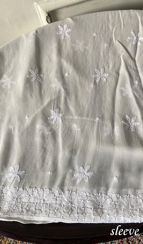 Women's Lakhnavi Handcrafted Viscose Georgette Chikankari Kurti Fabric - HONC0343105