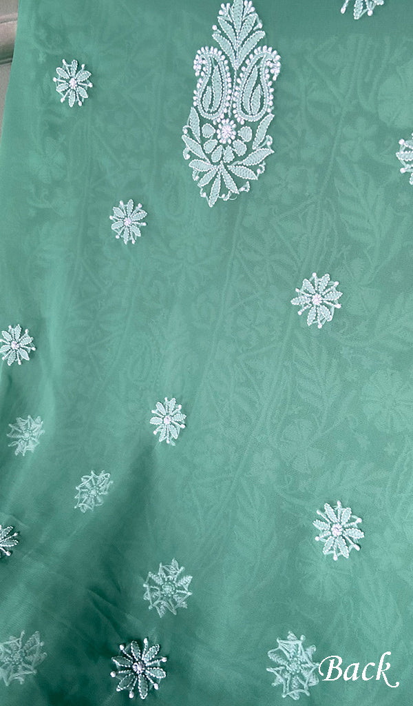 Women's Lucknowi Handcrafted Faux-Georgette Unstitched Chikankari Suit Material - HONC0348762