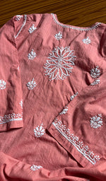 将图像加载到图库查看器中， Women&#39;s Lucknowi Handcrafted Cotton Chikankari Kurti - HONC0301007

