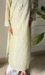 Load image into Gallery viewer, Amayra Women&#39;s Lucknowi Handcrafted Maheshwari Mul Chanderi Chikankari Kurti - HONC0300060
