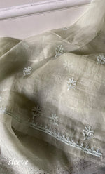 Load image into Gallery viewer, Women&#39;s Lakhnavi Handcrafted Pure Organza Chikankari Unstitched Kurta And Dupatta Set- HONC0266928

