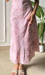 Load image into Gallery viewer, Women&#39;s Lucknowi Handcrafted Cotton Chikankari Long Dress - HONC0309318
