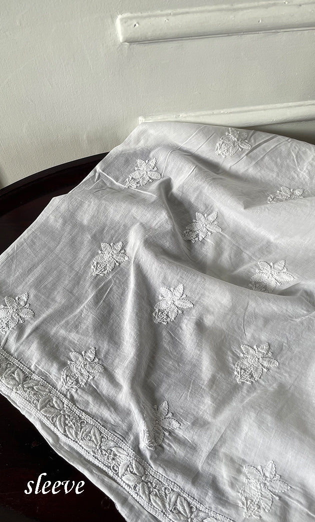 Women's Lakhnavi Handcrafted Cotton Chikankari Unstitched Kurti Fabric - HON0318055