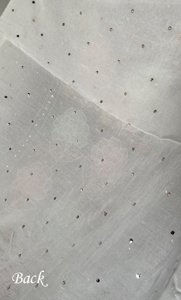 Women's Lakhnavi Handcrafted Unstitched Mul Chanderi Kurta And Dupatta Set - HONC0311960