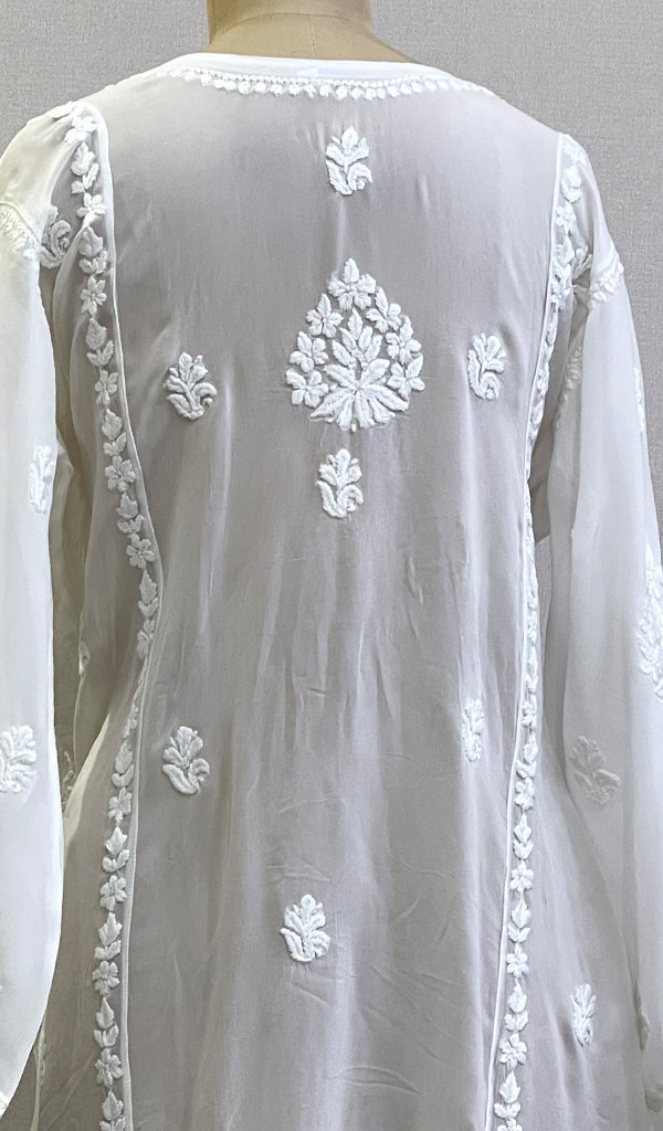 Women's Lakhnavi Handcrafted Viscose Georgette Chikankari Kurti- HONC0200233