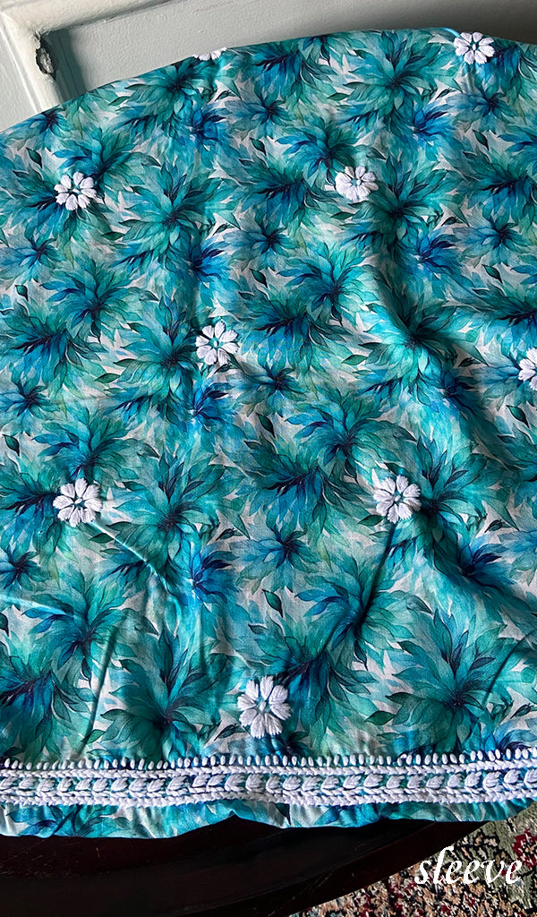 Women's Lakhnavi Handcrafted Cotton Chikankari Unstitched Kurti Fabric - HONC0315333