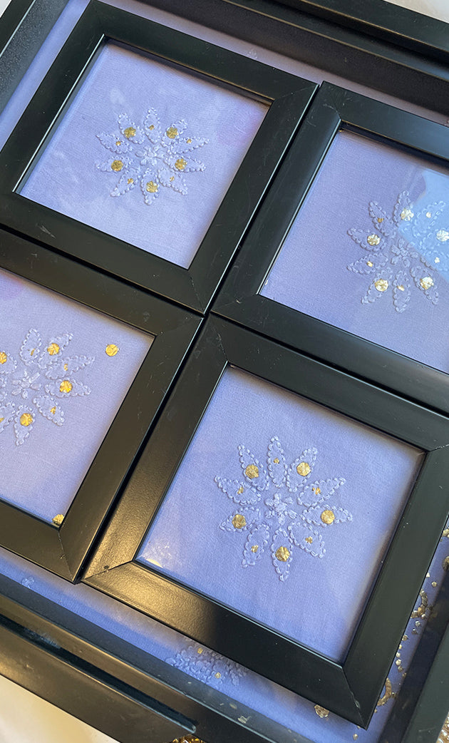 Chikankari Tray with Four Coasters - HONC0295533