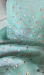 将图像加载到图库查看器中， Women's Lakhnavi Handcrafted Pure Organza Chikankari Unstitched Kurta And Dupatta Set- HONC0290506