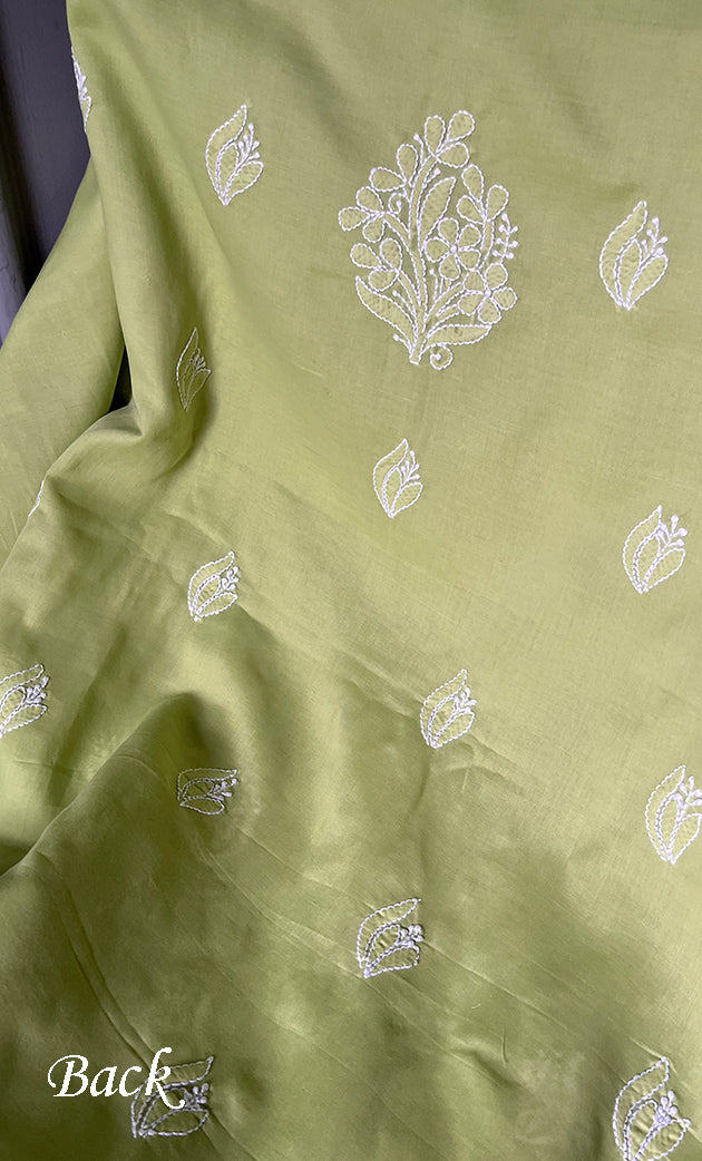 Women's Lakhnavi Handcrafted Unstitched Cotton Chikankari Suit Material - HONC0264507