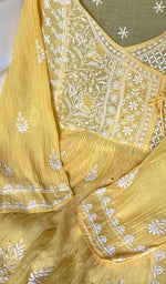 将图像加载到图库查看器中， Women's Lakhnavi Handcrafted Mul Chanderi Semi - Stitched Angrakha And Dupatta Set - HONC0328325