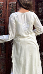 Load image into Gallery viewer, Rusdha Women&#39;s Lucknowi Handcrafted Modal Cotton Chikankari Kurti - HONC0213704
