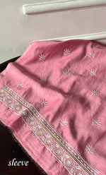 将图像加载到图库查看器中， Lucknowi Handcrafted Chanderi Silk Chikankari Unstitched Unisex Kurta Fabric - HONC0322109