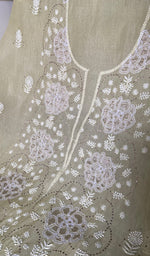 Load image into Gallery viewer, Women's Lakhnavi Handcrafted Pure Organza Chikankari Unstitched Kurta And Dupatta Set- HONC0331155