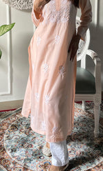 将图像加载到图库查看器中， Women's Lucknowi Handcrafted Cotton Chikankari Kurti - HONC0330751