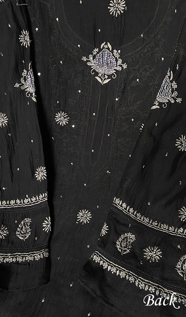 Women's Lakhnavi Handcrafted Mul Chanderi Semi - Stitched Kurta And Dupatta Set - HONC0261772