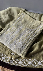 将图像加载到图库查看器中， Women&#39;s Lakhnavi Handcrafted Mul Chanderi Semi - Stitched Kurta And Dupatta Set - HONC0308148
