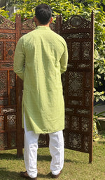 Load image into Gallery viewer, Men&#39;s Faux-Georgette Hakoba Kurta - HONC0261843
