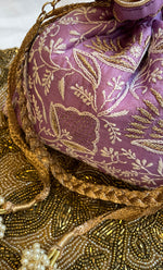 Load image into Gallery viewer, Green Chikankari Embroidered Potli Bag with White Bead Tassels - HONC0317200
