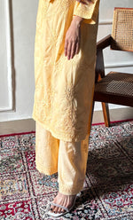 Load image into Gallery viewer, Women's Lakhnavi Handcrafted Cotton Chikankari Kurta And Palazzo Set - HONC0286935