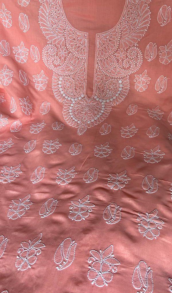 Women's Lakhnavi Handcrafted Cotton Unstitched Chikankari Suit Material - HONC0360785
