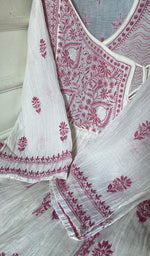 Load image into Gallery viewer, Women's Lakhnavi Handcrafted Mul Chanderi Semi - Stitched Angrakha And Dupatta Set - HONC0255359