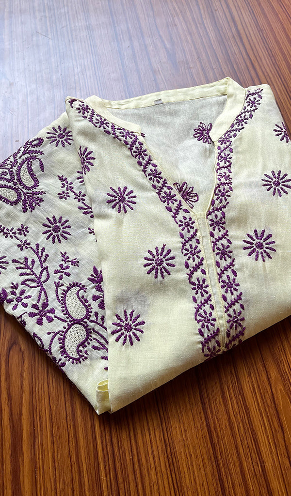 Women's Lakhnavi Handcrafted Cotton Chikankari Kurti - N1779