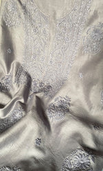 Load image into Gallery viewer, Women's Lucknowi Handcrafted Chanderi Silk Chikankari Full Suit Material - HONC0322745