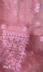 将图像加载到图库查看器中， Women&#39;s Lakhnavi Handcrafted Pure Organza Chikankari Unstitched Kurta And Dupatta Set- HONC0266926
