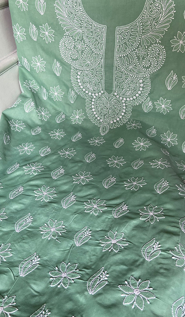 Women's Lakhnavi Handcrafted Cotton Unstitched Chikankari Suit Material - HONC0360794