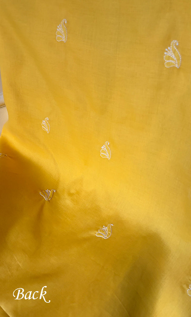 Women's Lakhnavi Handcrafted Unstitched Cotton Chikankari Suit Material - HONC0316591