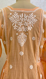 Load image into Gallery viewer, Fariah Women&#39;s Lucknowi Handcrafted Mul Chanderi Chikankari Dress - HONC0160043
