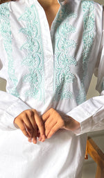 Load image into Gallery viewer, Enayat Women&#39;s Lakhnavi Handcrafted Cotton Chikankari Oversized Kurta And Pant Set - HONC0293630
