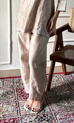 Load image into Gallery viewer, Imara Women's Lakhnavi Handcrafted Chanderi Silk Chikankari Top And Pant Set - HONC0340437
